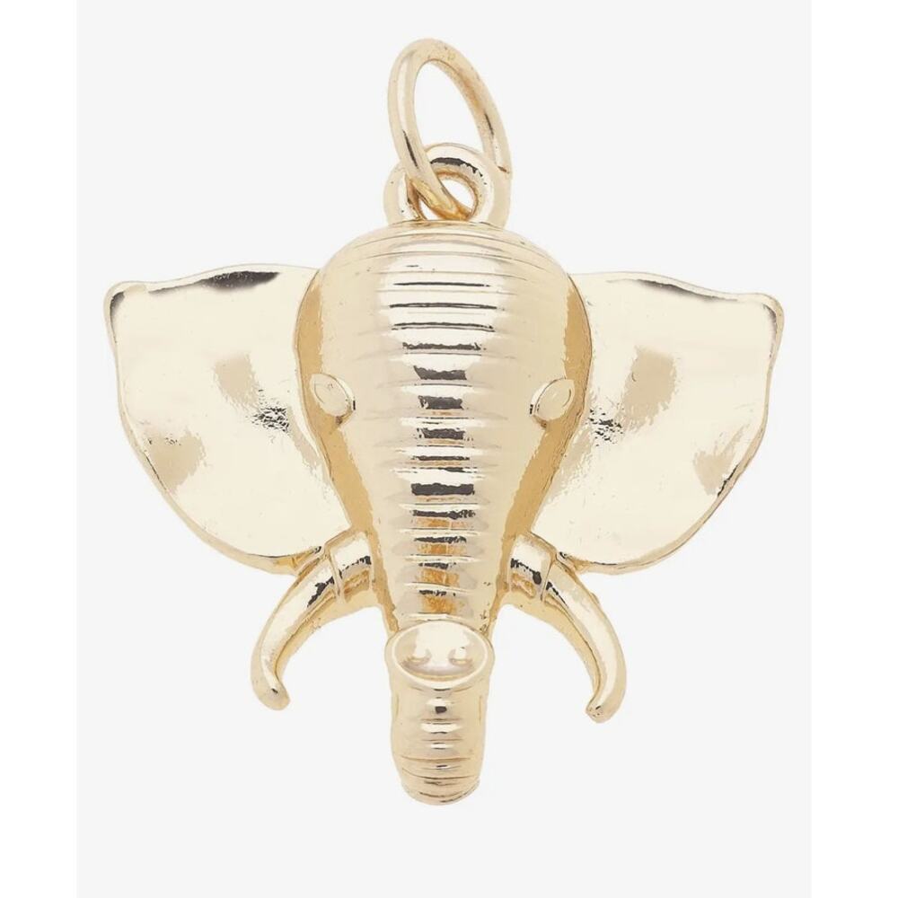 Elephant Head Charm in Shiny Gold